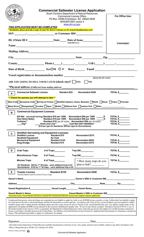 Commercial Saltwater License Application .